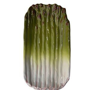 Vintage Mancer Italy Majolica Shaped Asparagus Large Platter (16x9")